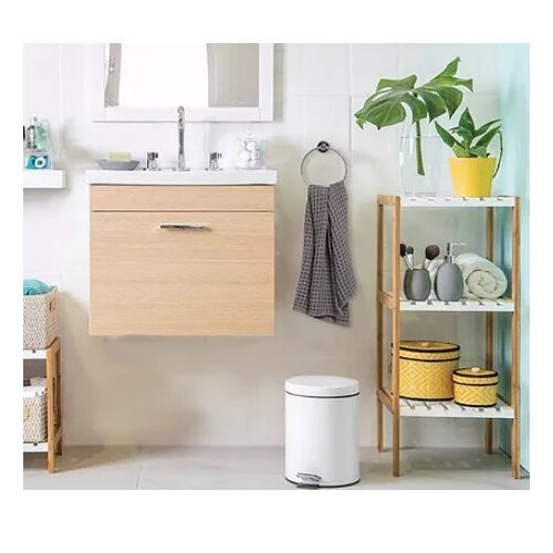 Vanitory de colgar roble con bacha loza 3 agujeros AMUBE