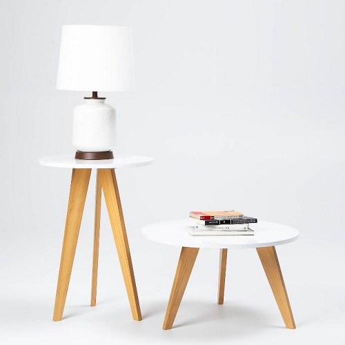 SET MESAS LATERAL BLANCO Y ROBLE - GACELA