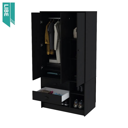 PLACARD 3 PUERTAS 90CM ANCHO NEGRO - CENTRO ESTANT