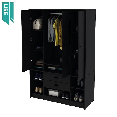 PLACARD 4 PUERTAS 1,20 ANCHO NEGRO - CENTRO ESTANT