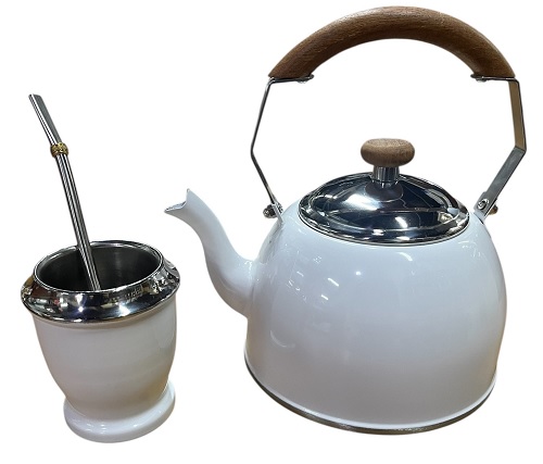 SET MATERO PAVA Y MATE COLOR BLANCO - GOLDEN ART