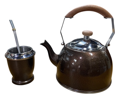 SET MATERO PAVA Y MATE COLOR COBRE - GOLDEN ART