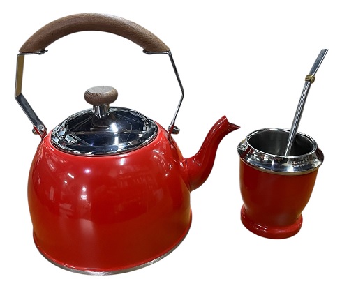 SET MATERO PAVA Y MATE COLOR ROJO - GOLDEN ART