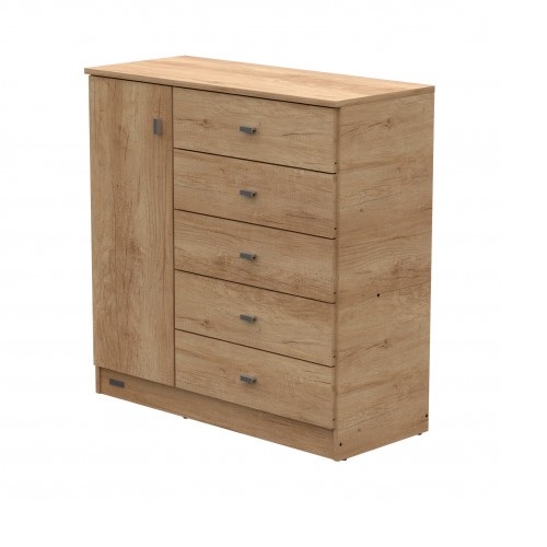 COMODA 5 CAJONES 1 PUERTA BAMBU - MOSCONI