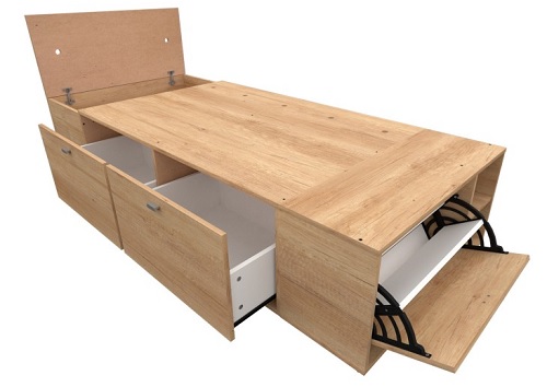 CAMA CON CAJONES UNA PLAZA 80*190 - MOSCONI