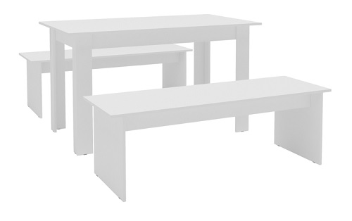 SET MESA Y 2 BANCOS BLANCO - PLATINUM