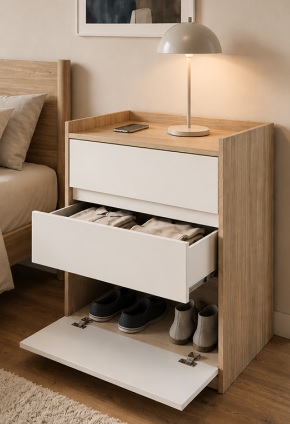COMODA TRES CAJONES COCOBOLO BLANCO - TABLES