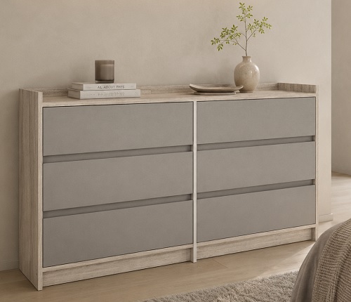 COMODA SEIS CAJONES 130CM POLAR GRIS - TABLES