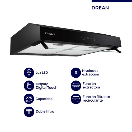 PURIFICADOR EXTRACTOR 60CM NEGRO - DREAN